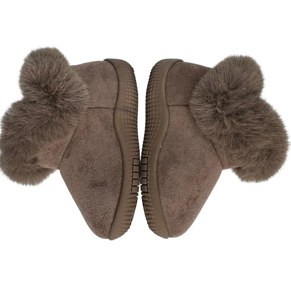 Hao Duo Lai Warm Brown‎ Faux Sued Boots Faux Fur Lined Baby Size 2